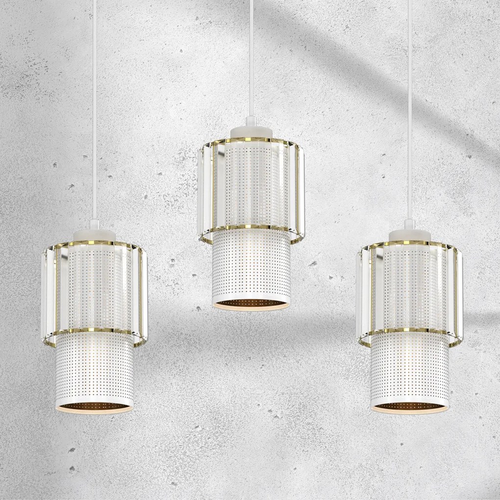 Lampa wisząca BLANCO 3xE27, potrójna, kryształowa, na listwie