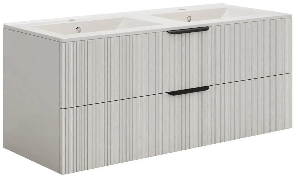 Szafka łazienkowa wisząca prążkowana - Kolor beżowy - 120 cm - DALIKO