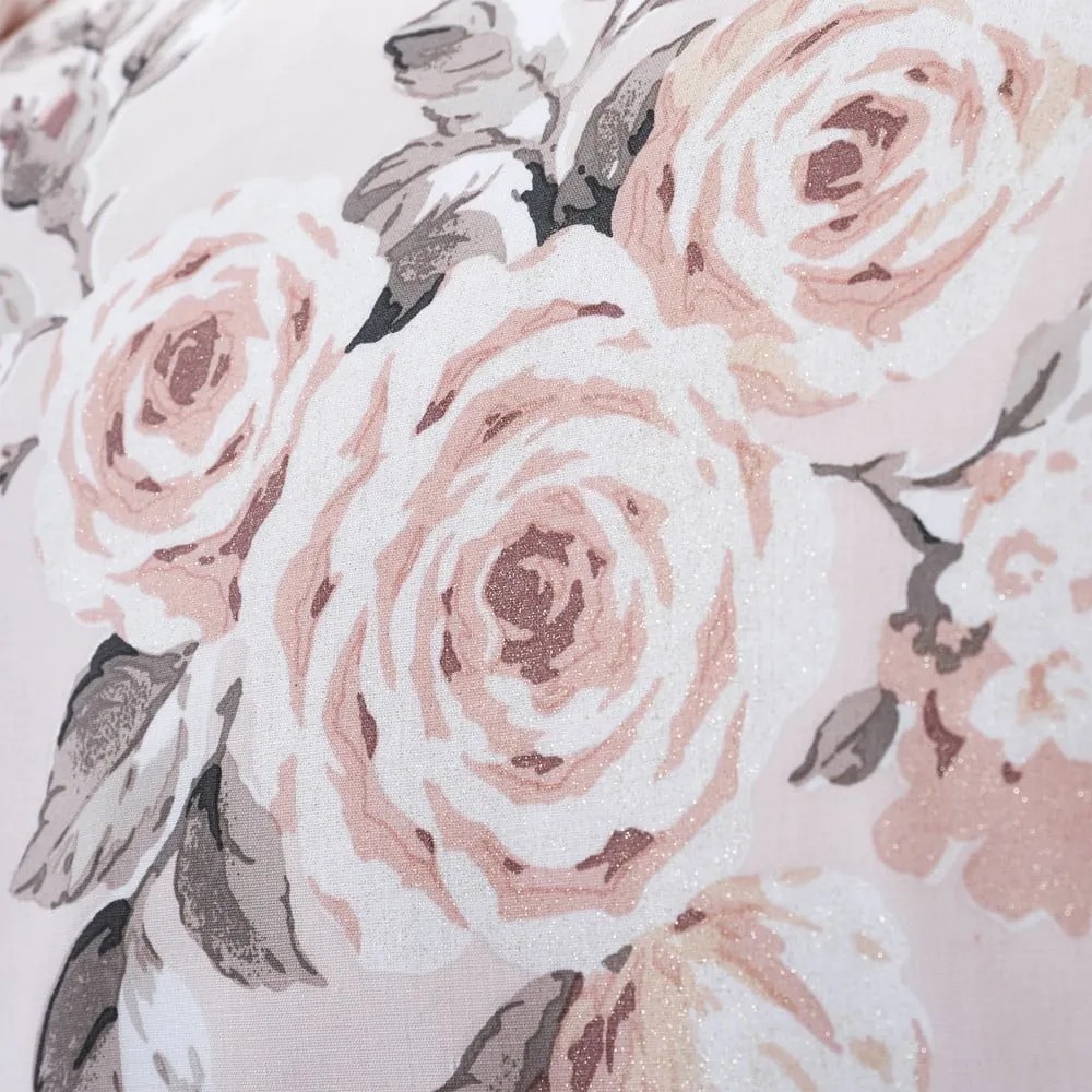 Różowa pościel z kwiatowym motywem Catherine Lansfield Canterbury Rose, 200x200 cm