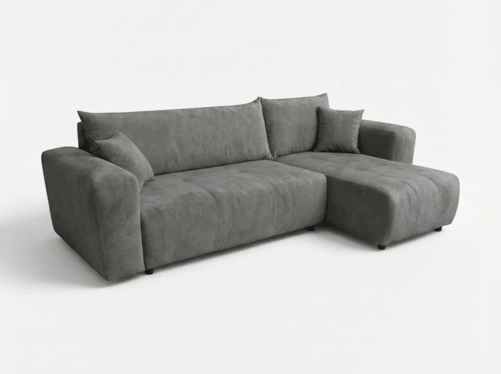 Ciemnoszara rozkładana narożna sofa SORELA, dwustronna + 2 poduszki GRATIS