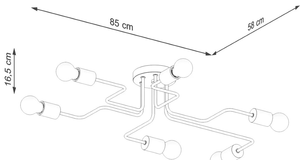Żyrandol TIMBO 6 czarny SOLLUX LIGHTING