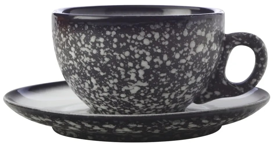 Czarna ceramiczna filiżanka ze spodkiem Maxwell & Williams Caviar Granite, 250 ml