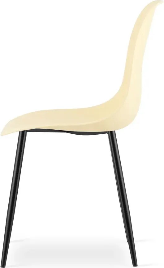 Kremowe krzesło metalowe na czarnych nogach C7-L92