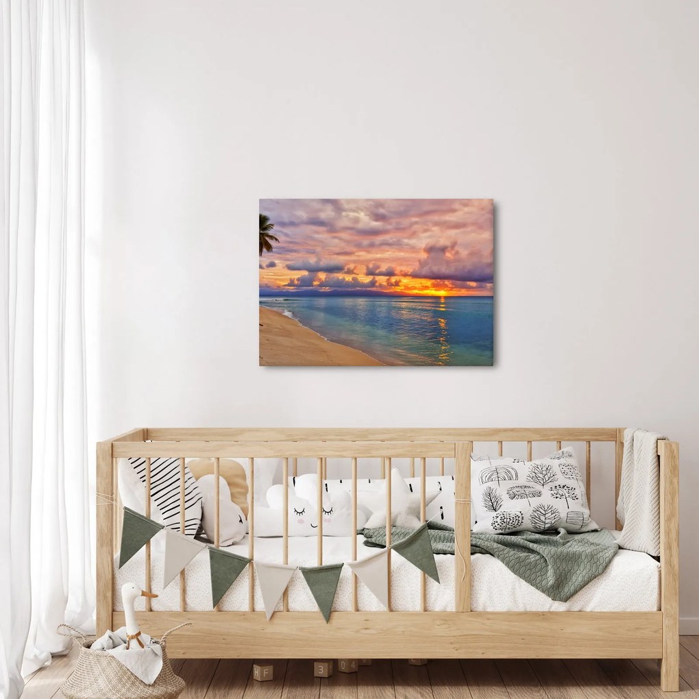 Obraz - Zachód słońca na plaży (70x50 cm)
