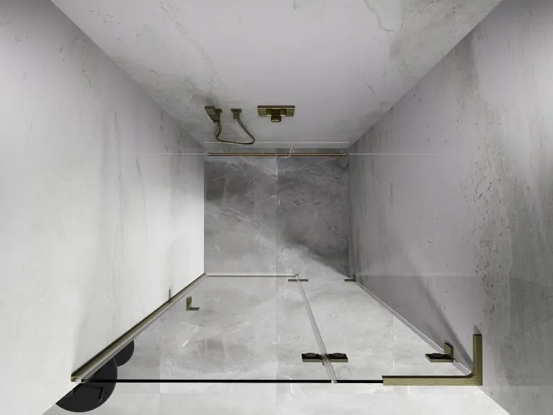 Mexen Lunar L drzwi prysznicowe uchylne prawe 80 cm, transparent, złote szczotkowane - 834L-080-000-55-00-P