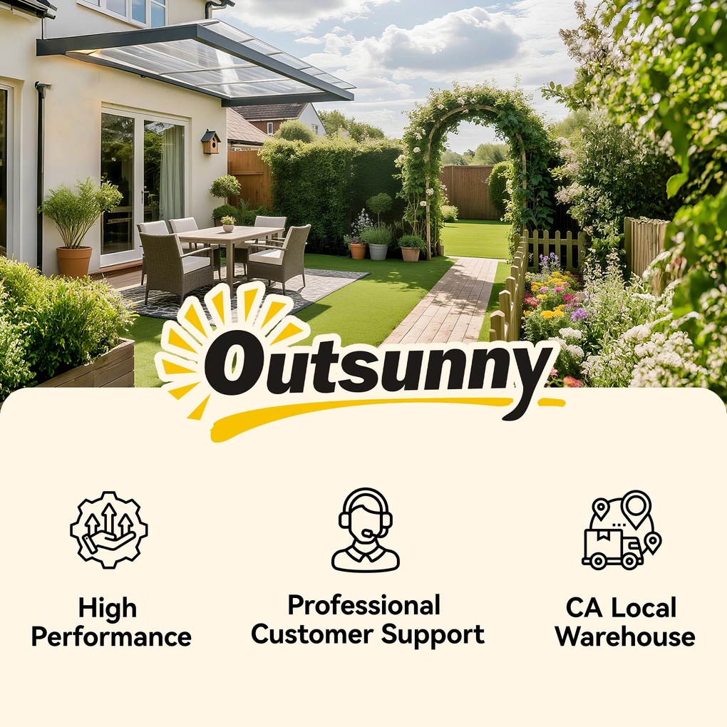 Outsunny Zadaszenie nad drzwi/fenster, odporne na warunki pogodowe, transparentne, Aluminium/Poliwęglan, 303x96x27cm, Czarne