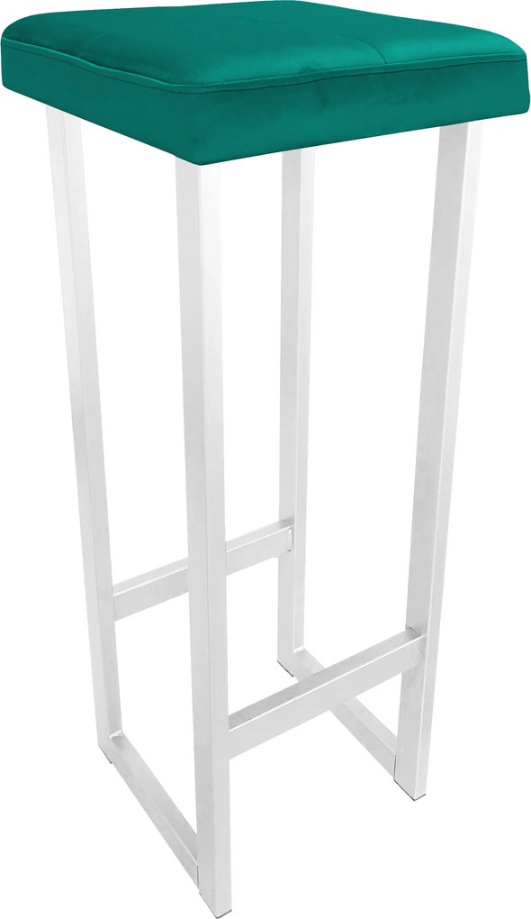 Hoker ALEX krzesło barowe tkanina Welur podstawa metalowa : Kolor Stelaża - Biały, Kolor tkaniny - VELVET - MG20, Wysokość - 90 cm