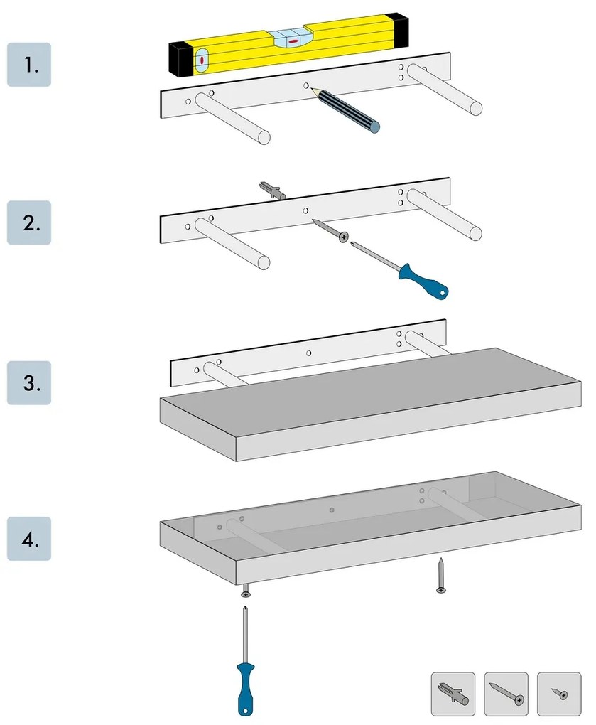 Półka ścienna P-005, stare drewno