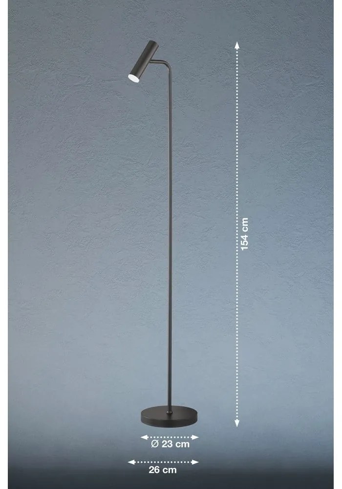 Czarna lampa stojąca LED ze ściemniaczem (wysokość 154 cm) Stina – Fischer &amp; Honsel