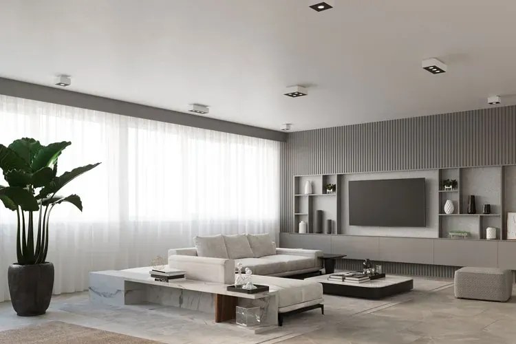 Designerski kwadratowy plafon E773-Sofis - czarny