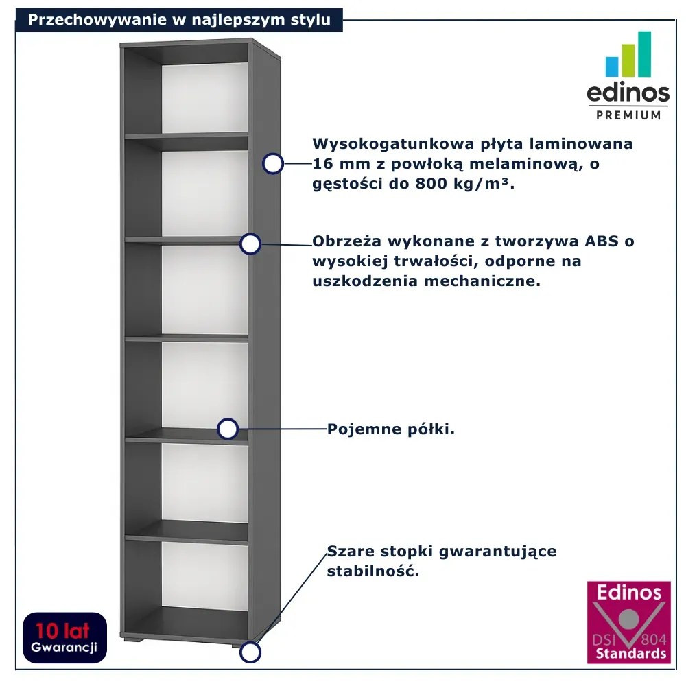 Nowoczesny regał słupek 30 cm szary grafit G6-N10