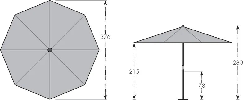 Doppler ACTIVE KURBEL parasol ogrodowy 380 cm czerwony