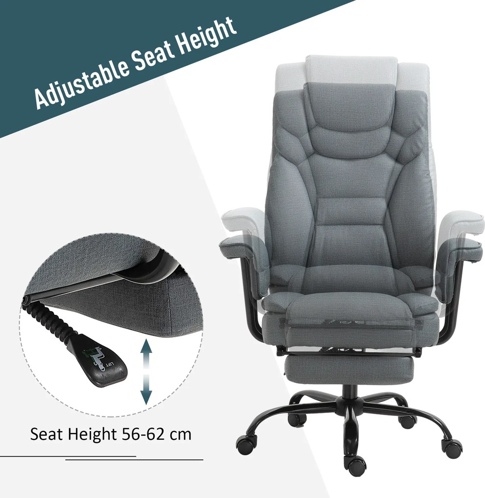 Krzesło biurowe Vinsetto fotel biurowy krzesło komputerowe z regulacją wysokości i podnóżkiem 360° PU 68x80x120–126cm | Aosom PL