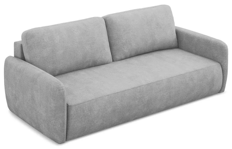 Jasnoszara rozkładana sofa z tkaniny szenilowej ze schowkiem 218 cm Lilo – Makamii