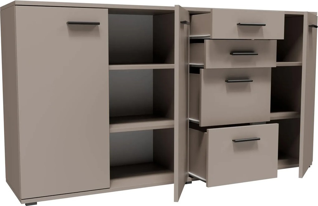 Kaszmirowa duża komoda z szufladami i półkami A3-W15