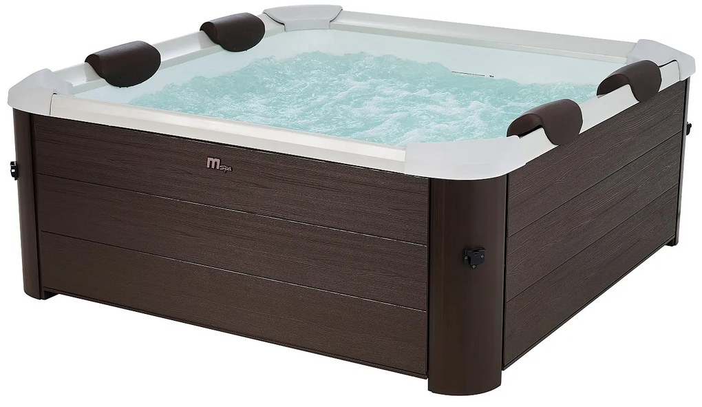 6-osobowe półsztywne brązowe spa z akcesoriami – 120 dysz – dł. 160 x szer. 160 x wys. 65 cm – MAKEMO