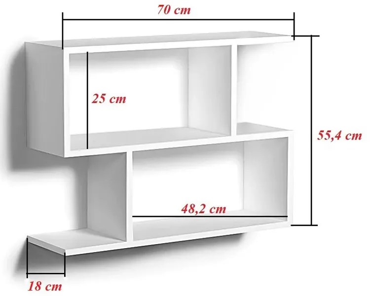 Nowoczesna Biała Półka Wisząca 38 Kolorów
