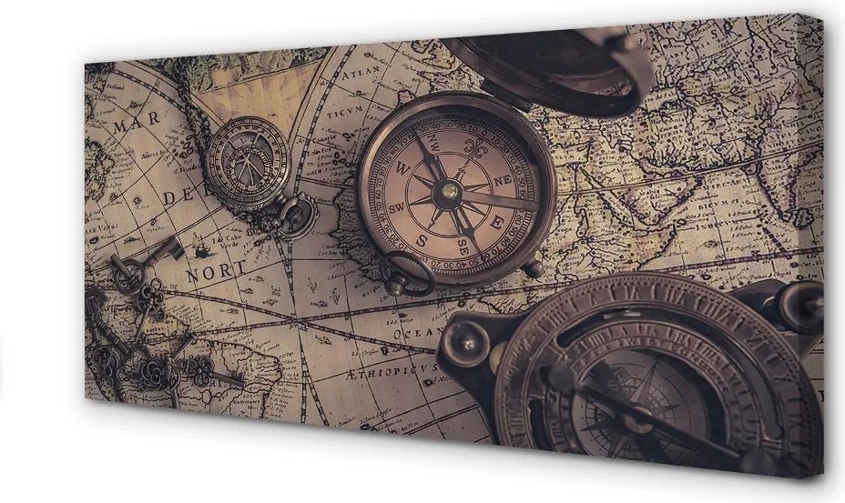 Obraz canvas na ścianę Kompas na Starej Mapie