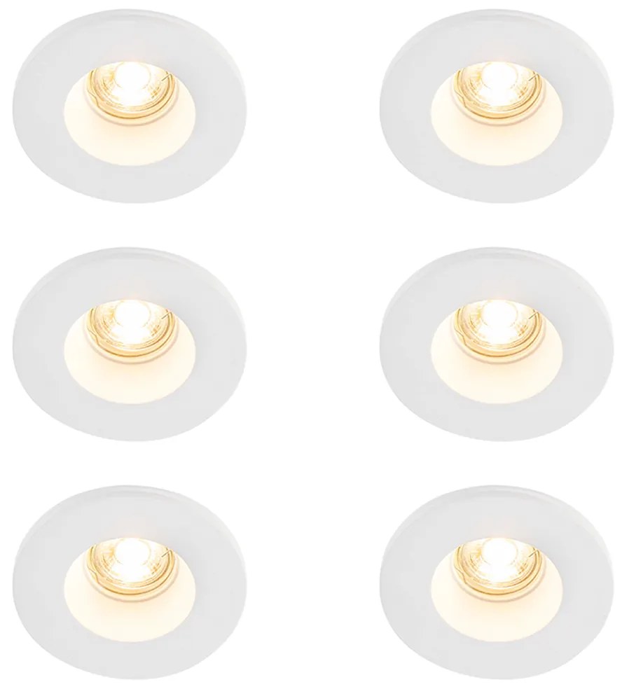 Zestaw 6 reflektorów wpuszczanych białych 13 cm okrągłych - Gypsy Stucco