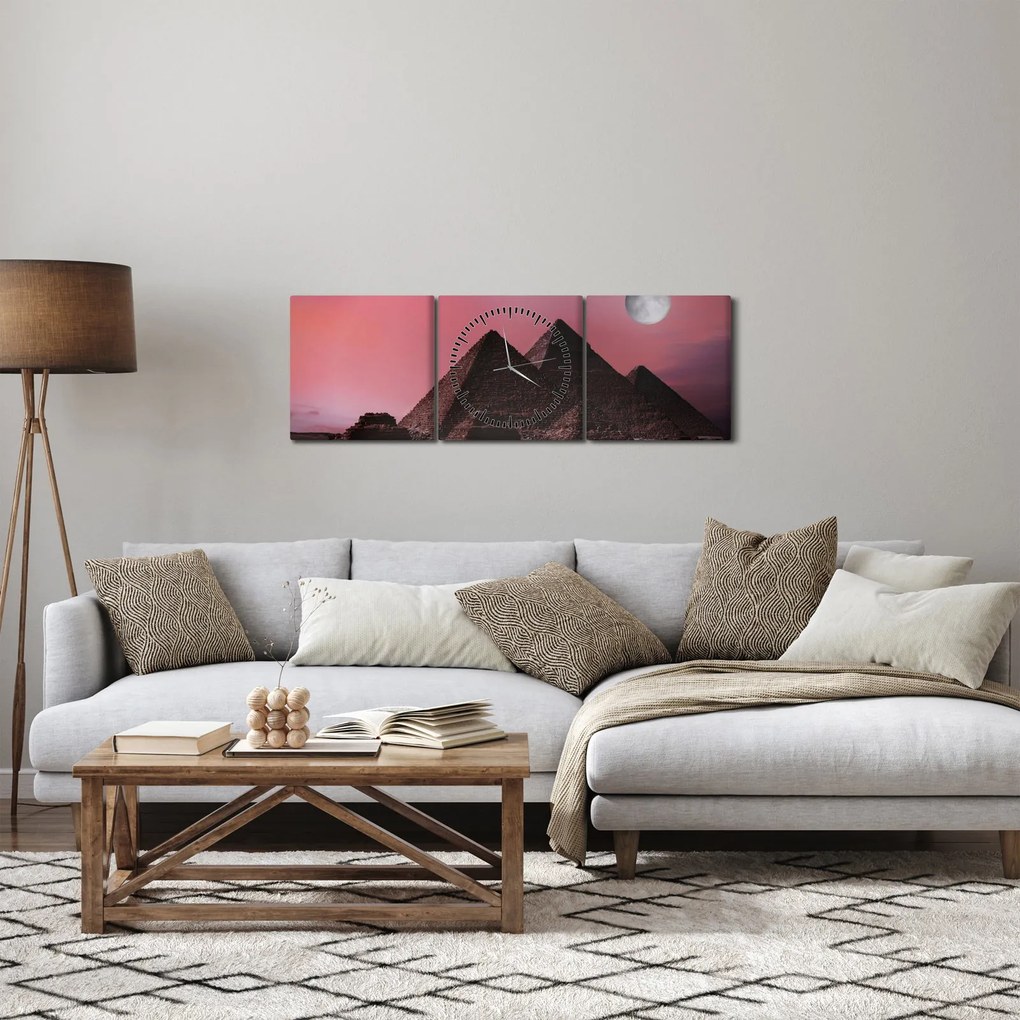 Obraz - Piramidy w Gizie, Egipt (z zegarem) (90x30 cm)