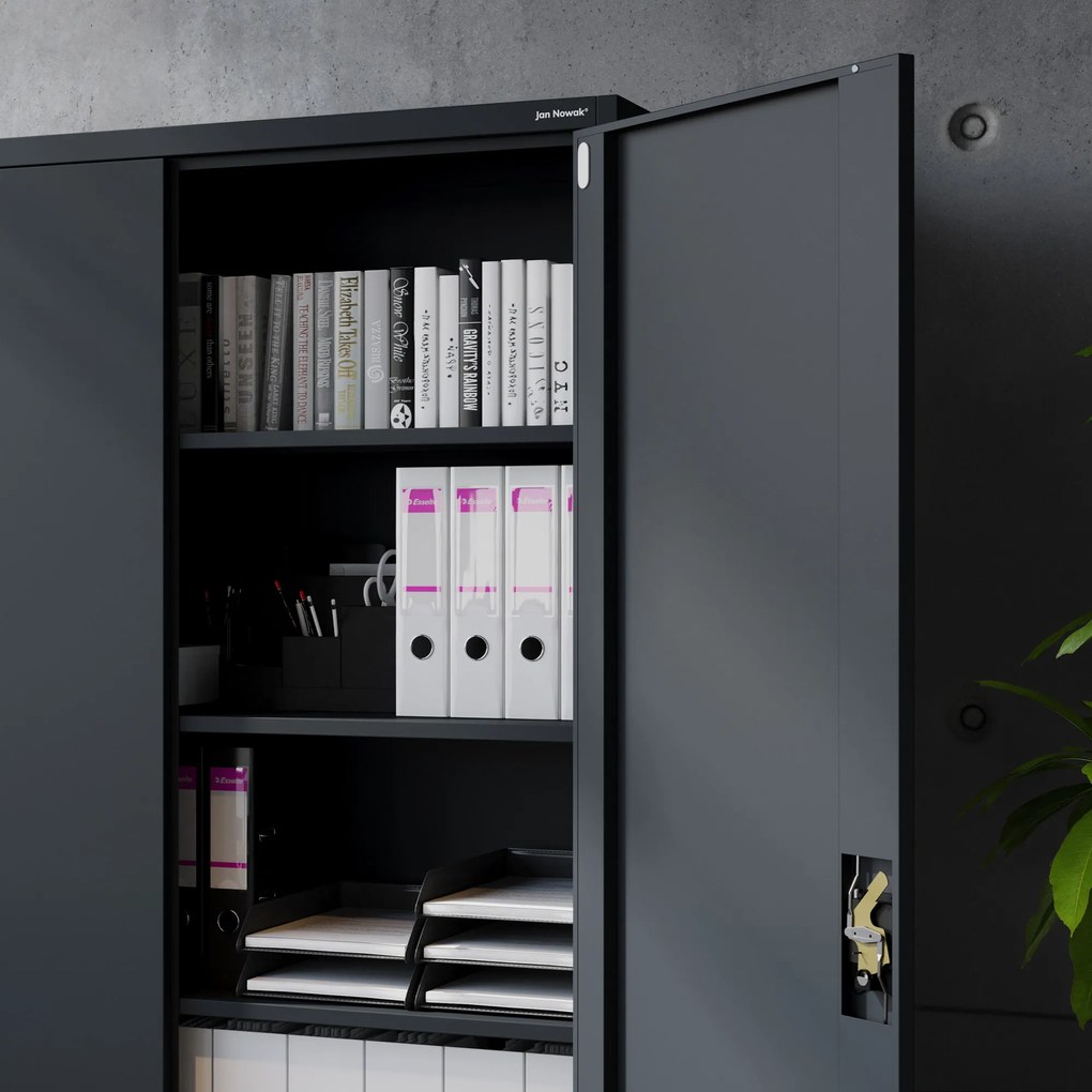 Szafa biurowa metalowa na akta antracytowa JAN II, 1150 x 1850 x 400 mm