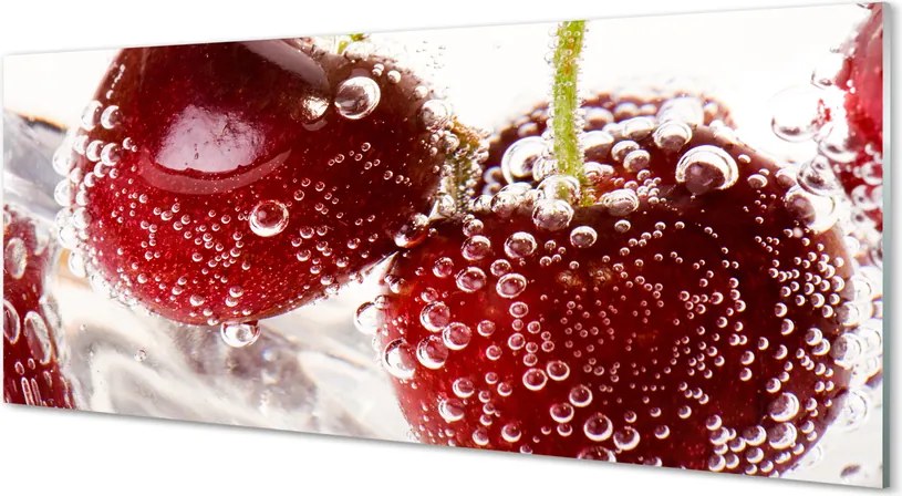 Panel szklany do Kuchni Czereśnie w Kroplach Wody