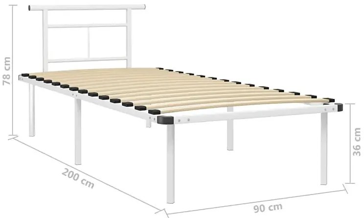 Metalowe łóżko pojedyncze w kolorze białym 90x200 cm - Nikel