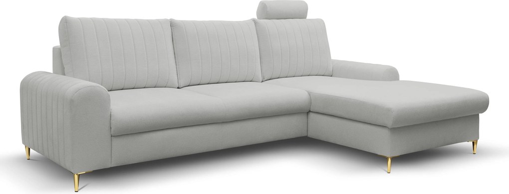 Masseno Narożnik VERONA z funkcją spania i pojemnikiem na pościel Narozniki L, Rozkładana sofa - Jasnoszary, LOFT 18