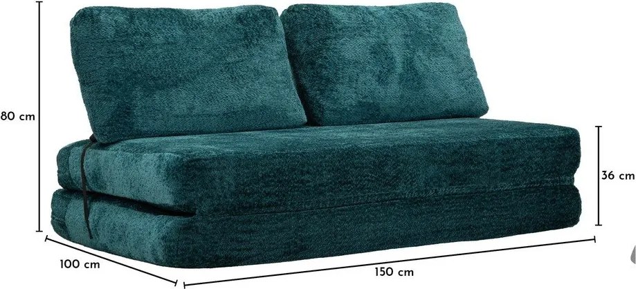 Zielononiebieska rozkładana sofa z materiału bouclé 150 cm Faster – Mauro Ferretti