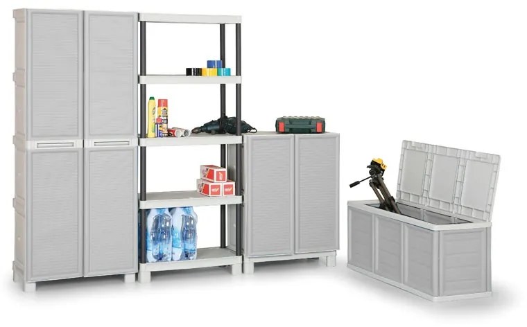 Plastikowy regał z szarymi półkami, 1750x700x350 mm