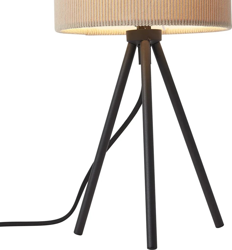 Nowoczesna lampa stołowa na trójnogu taupe z aksamitnym abażurem - Luz