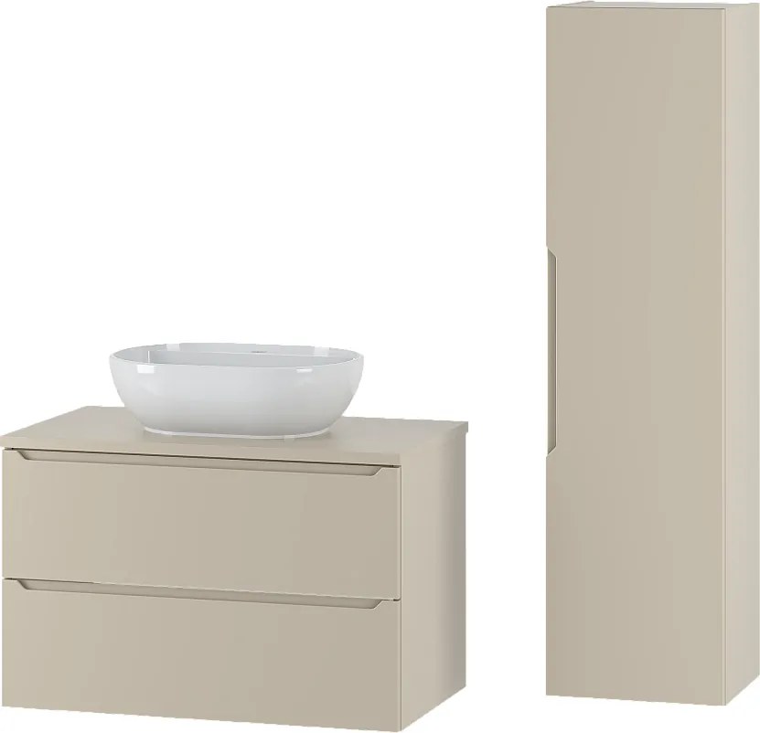 Kaszmirowy Zestaw do Łazienki 80cm Szafka z Blatem Umywalka Słupek Etna