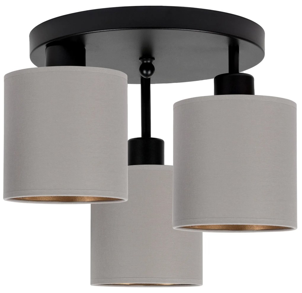 Lampa sufitowa czarna trzypunktowa z szarymi abażurami C-3030SC-GRGRGR