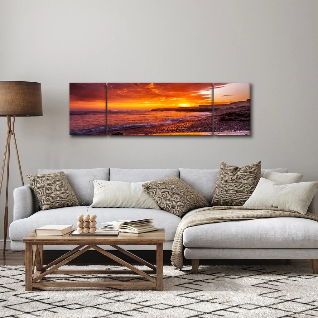 Obraz zachodu słońca nad morzem (170x50 cm)