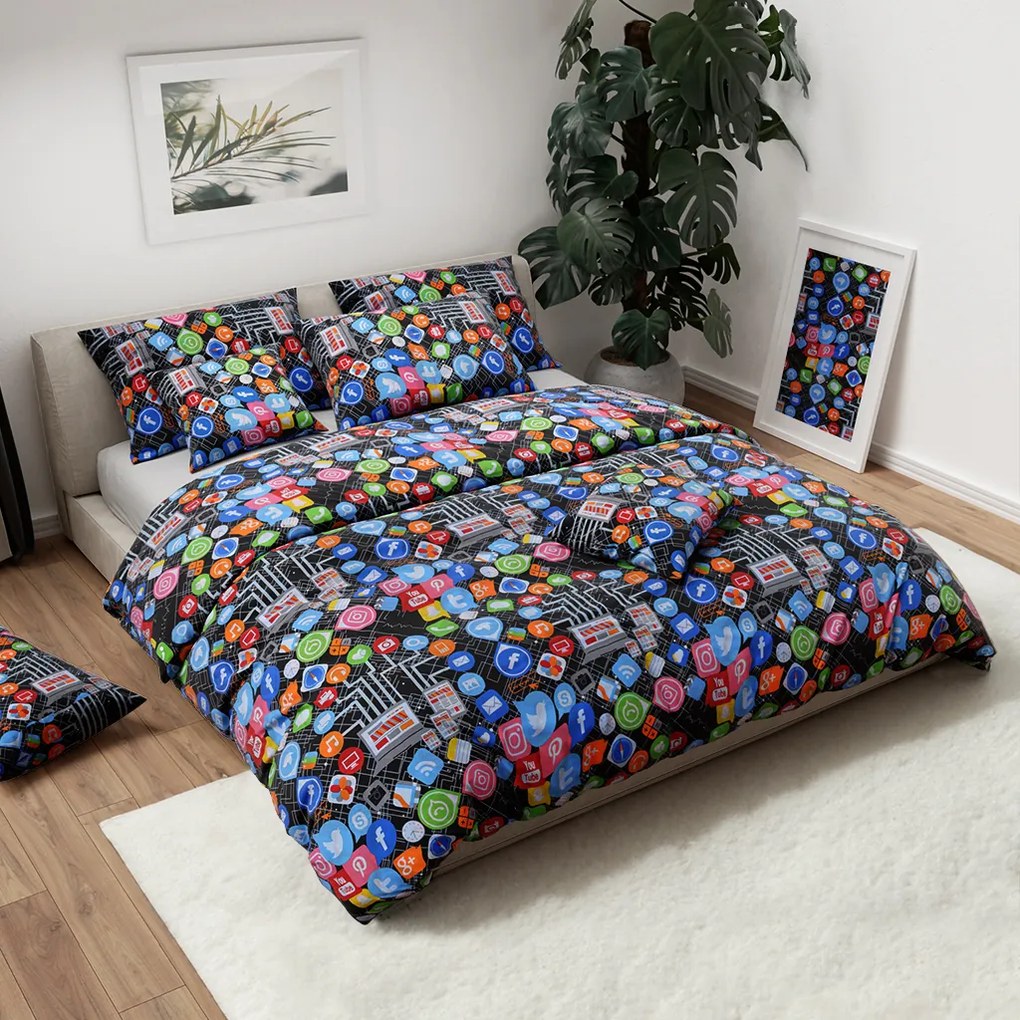 PrzytulneMieszkanie.pl PrzytulneMieszkanie.pl Pościel bawełniana ICONS kolorowa Rozmiar pościeli: 2 szt 70 x 90 cm | 200 x 220 cm