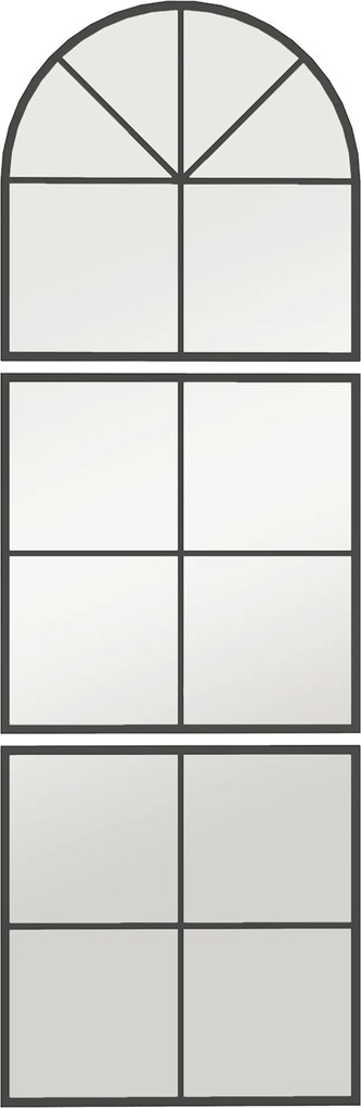 HOMCOM Trzyczęściowe lustra ścienne, łukowate z metalową ramą, dekoracyjne 60 x 2 x 180 cm Czarne