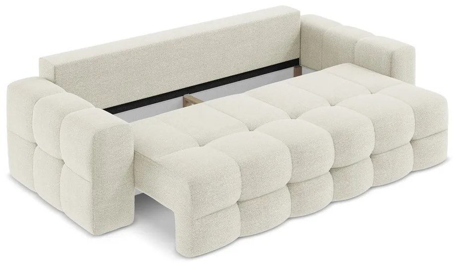 Beżowa rozkładana sofa z materiału bouclé 255 cm Milu – Makamii