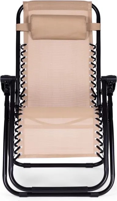 Składany leżak ogrodowy, tarasowy Rimini 009, beżowy