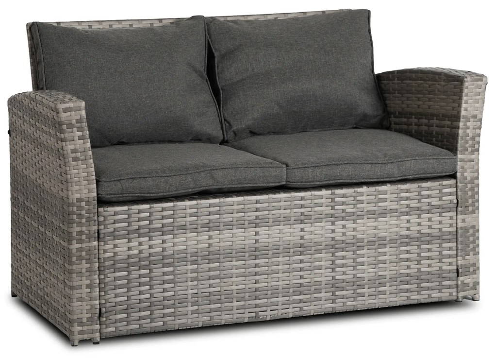 Zestaw Mebli Ogrodowych DOVER Szary Sofa Fotele Stolik Tarasowy Technorattan Nowoczesny