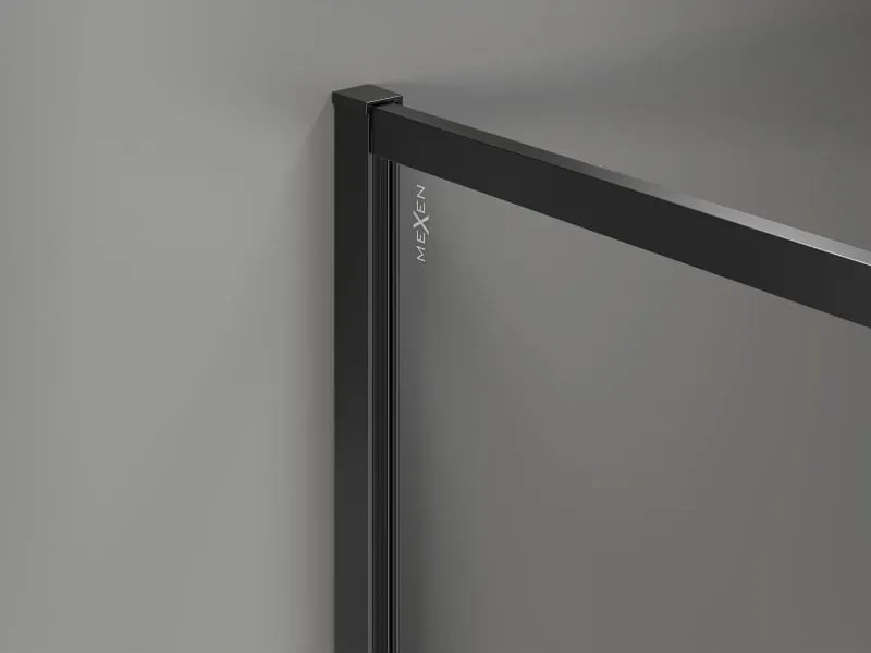 Mexen Kioto-XF ścianka prysznicowa Walk-in z ramką 110 x 202 cm, grafit 10 mm, czarna - 800-110-104-70-40-X