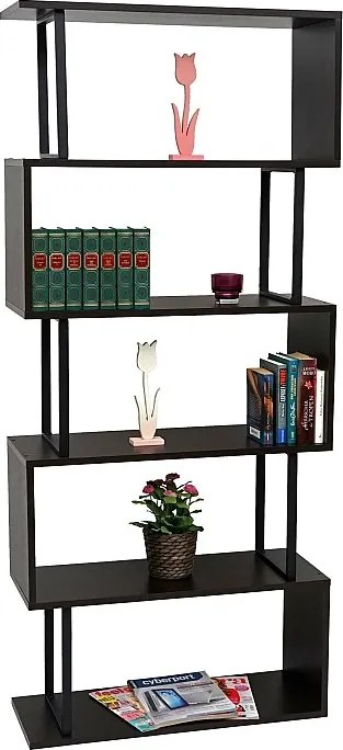 Półka MCW-A27,  ciemny brąz, czarny metal