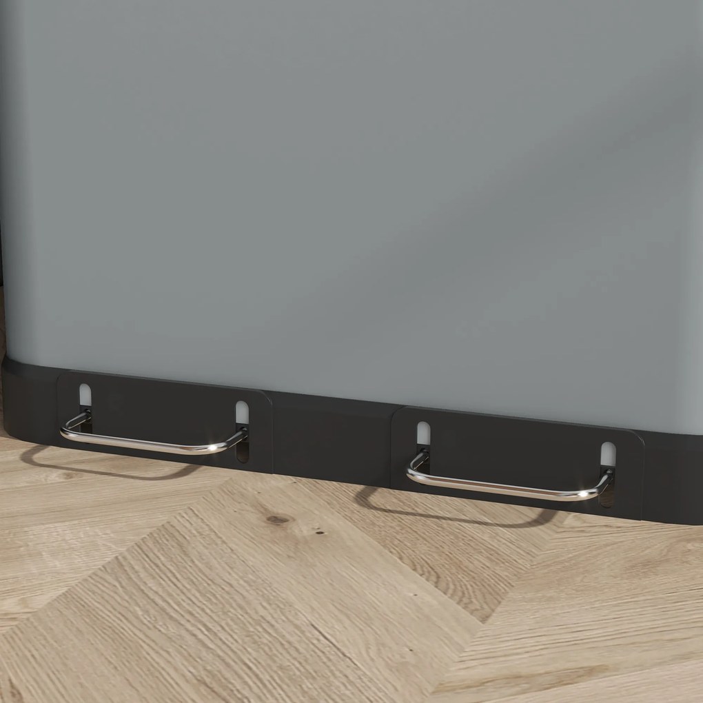 HOMCOM Śmietnik z podwójną komorą, 2 x 30L, odporny na odciski palców, pedał, wyjmowane wewnętrzne kosze, Szary