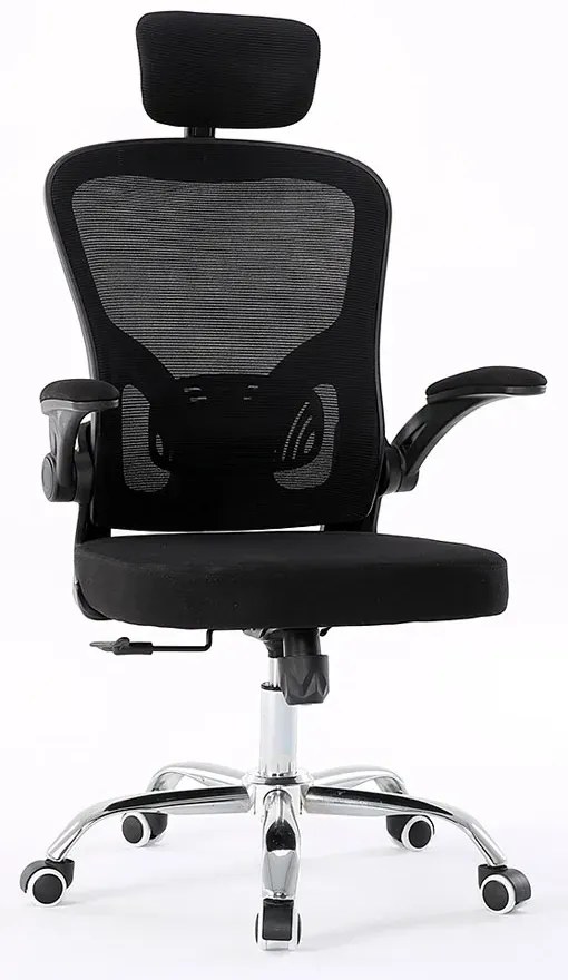 Czarne ergonomiczne krzesło do biurka z zagłówkiem do komputera E9-F55