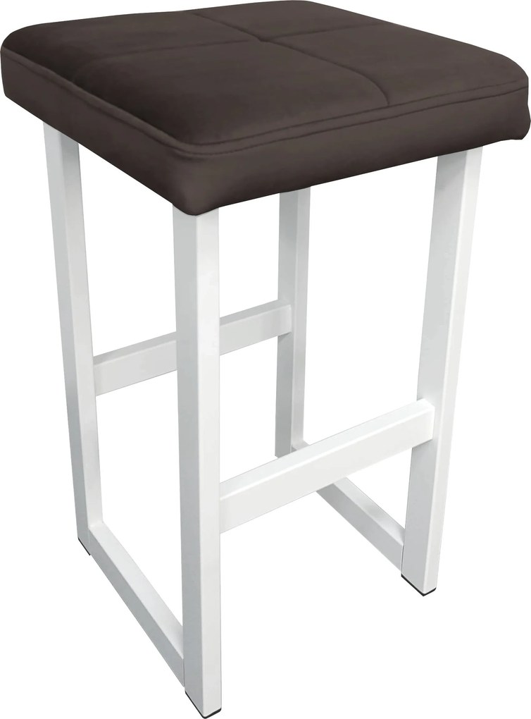 Hoker ALEX krzesło barowe tkanina Welur podstawa metalowa : Kolor Stelaża - Biały, Kolor tkaniny - VELVET - MG05, Wysokość - 60 cm