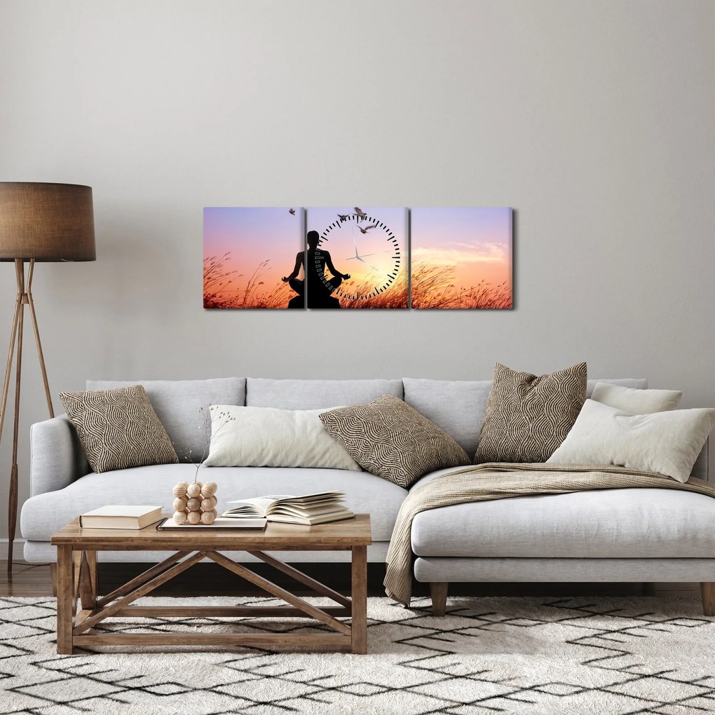 Obraz - Medytacja (z zegarem) (90x30 cm)
