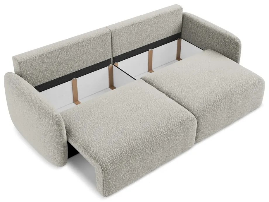 Jasnoszara rozkładana/ze schowkiem sofa 238 cm Kalena – Makamii