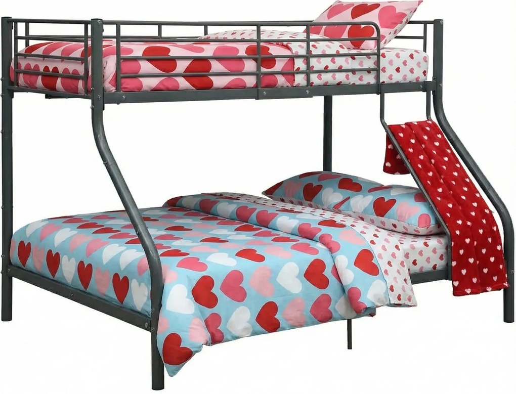 Czarne łóżko piętrowe z metalu 140x200 cm/90x200 cm F5-R81