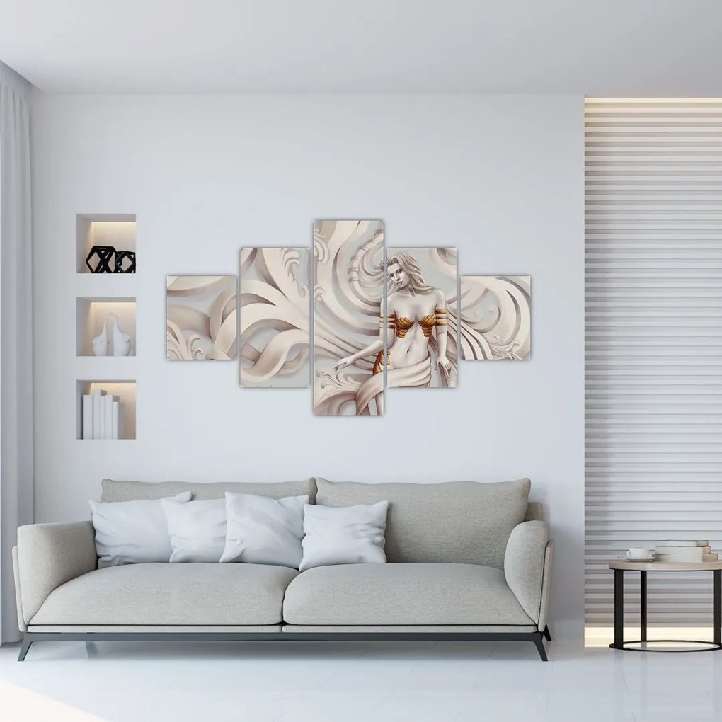 Obraz bogini z motywem kwiatowym (125x70 cm)