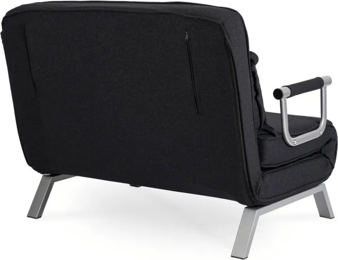 Fotel Rozkładany Dwuosobowy BART 2 Wypoczynkowy Czarny do Spania Leżanka Nowoczesny