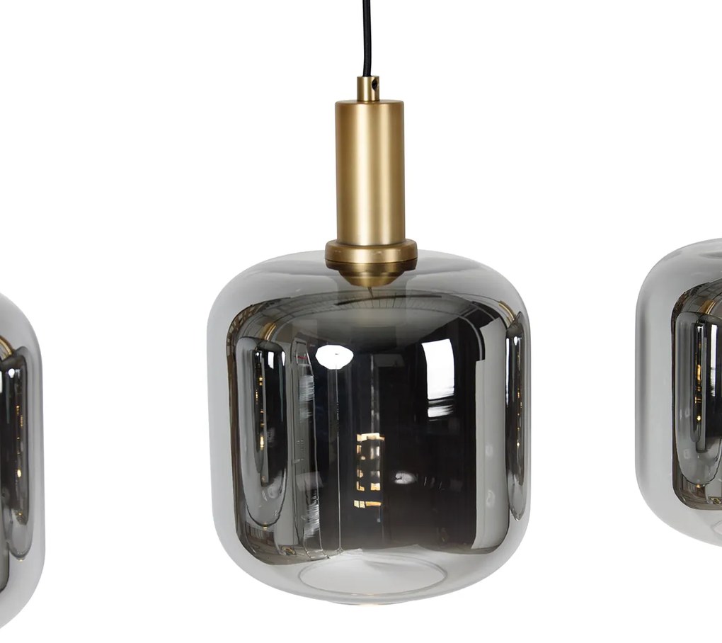 Lampa wisząca czarna ze złotem i dymionym szkłem w komplecie z 4 żarówkami PUCC - ZuzannaDesignerski Oswietlenie wewnetrzne